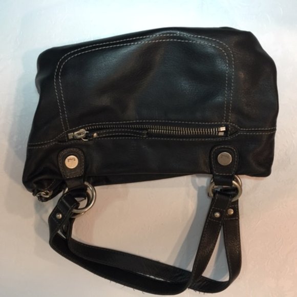 FOSSIL Black Super Soft Leather Satchel Zip Handbag Dbl Strap 13"x10" - Picture 5 of 16